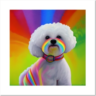 Bichon Frise Dog Rainbow Painting Posters and Art